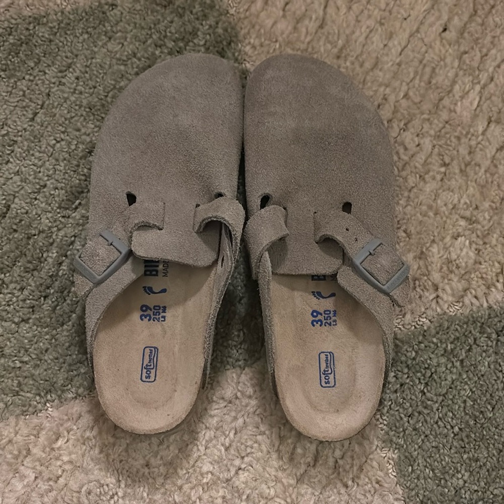 Birkenstock Boston Suede Clogs Grey